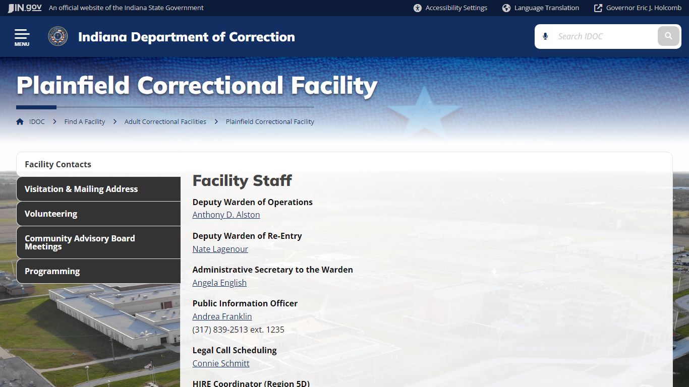IDOC: Plainfield Correctional Facility - IN.gov